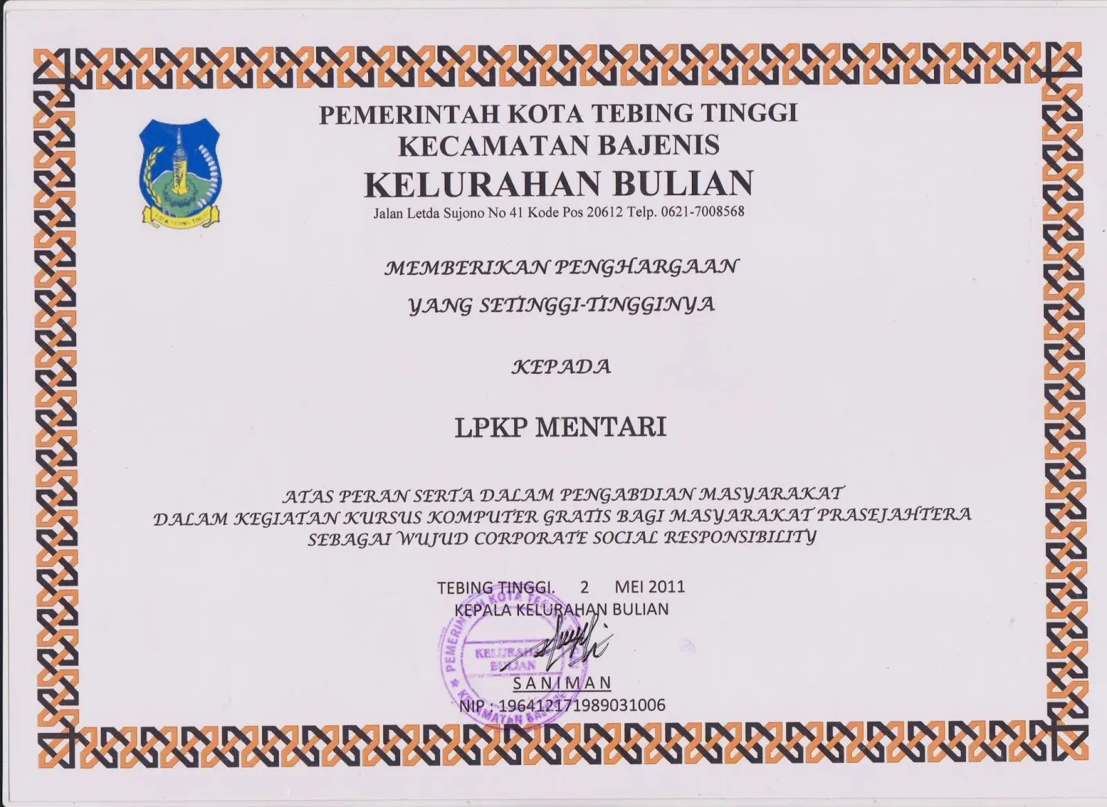 Penghargaan Pengabdian Masyarakat