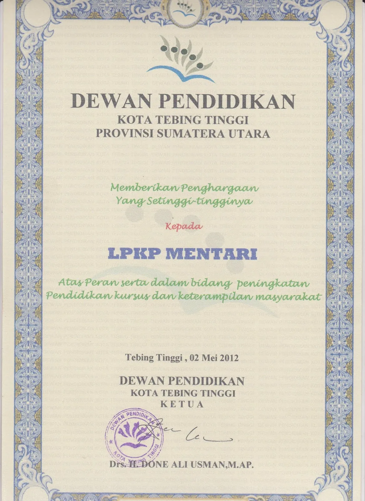 Dokumentasi fasilitas pelatihan LPKP Mentari